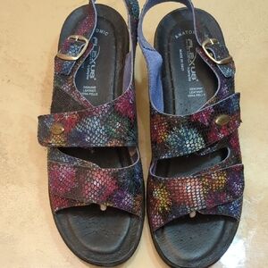 Spring Step Multicolor Snakeskin-Print Leather Sandals